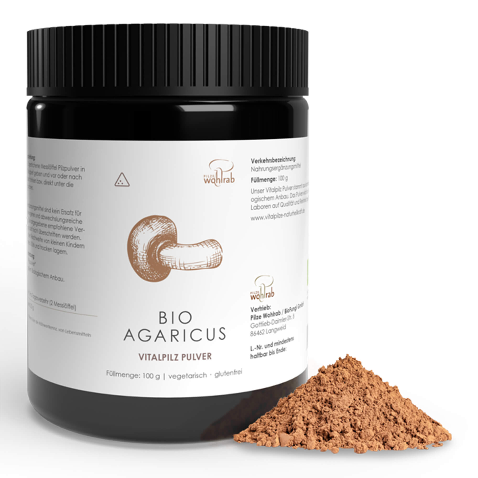 Agaricus Vitalpilz Pulver, Bio Agaricus Vitalpilz Pulver, Bio