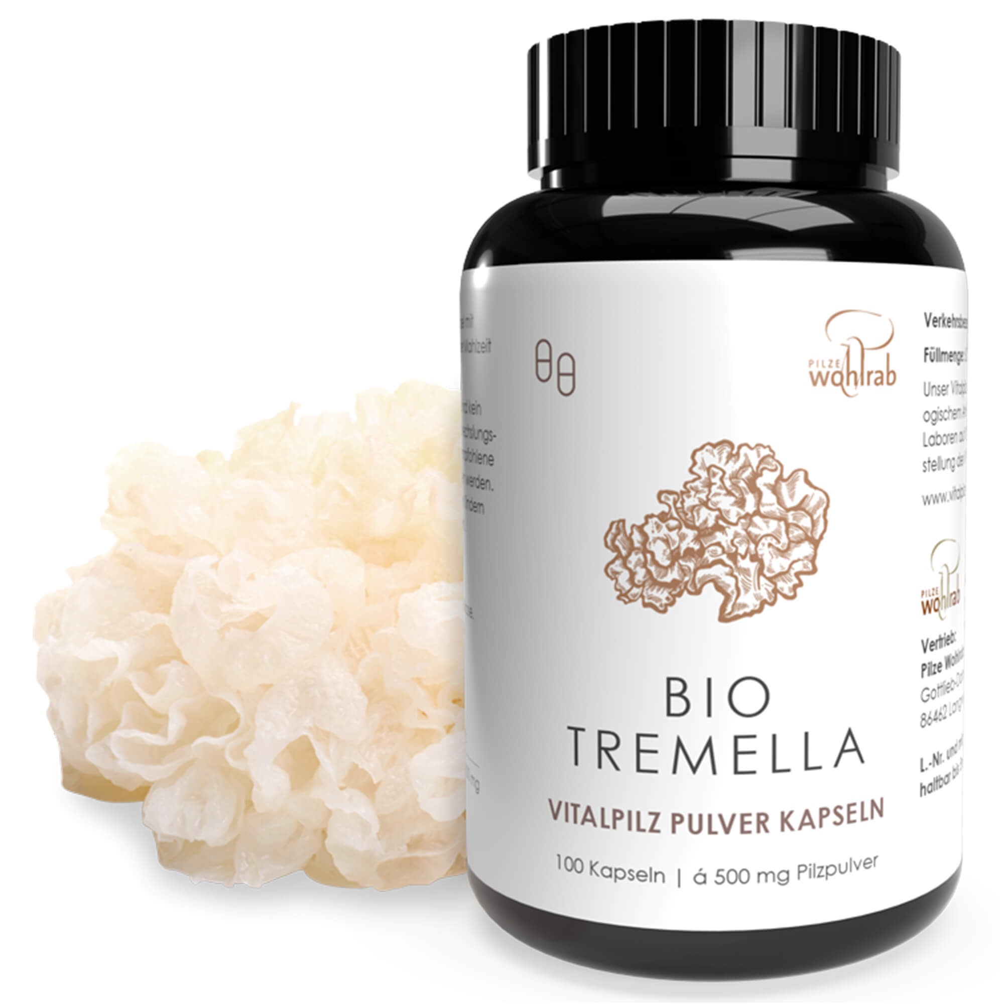 Tremella Vitalpilz Pulver Kapseln, Bio Tremella Vitalpilz Pulver Kapseln, Bio