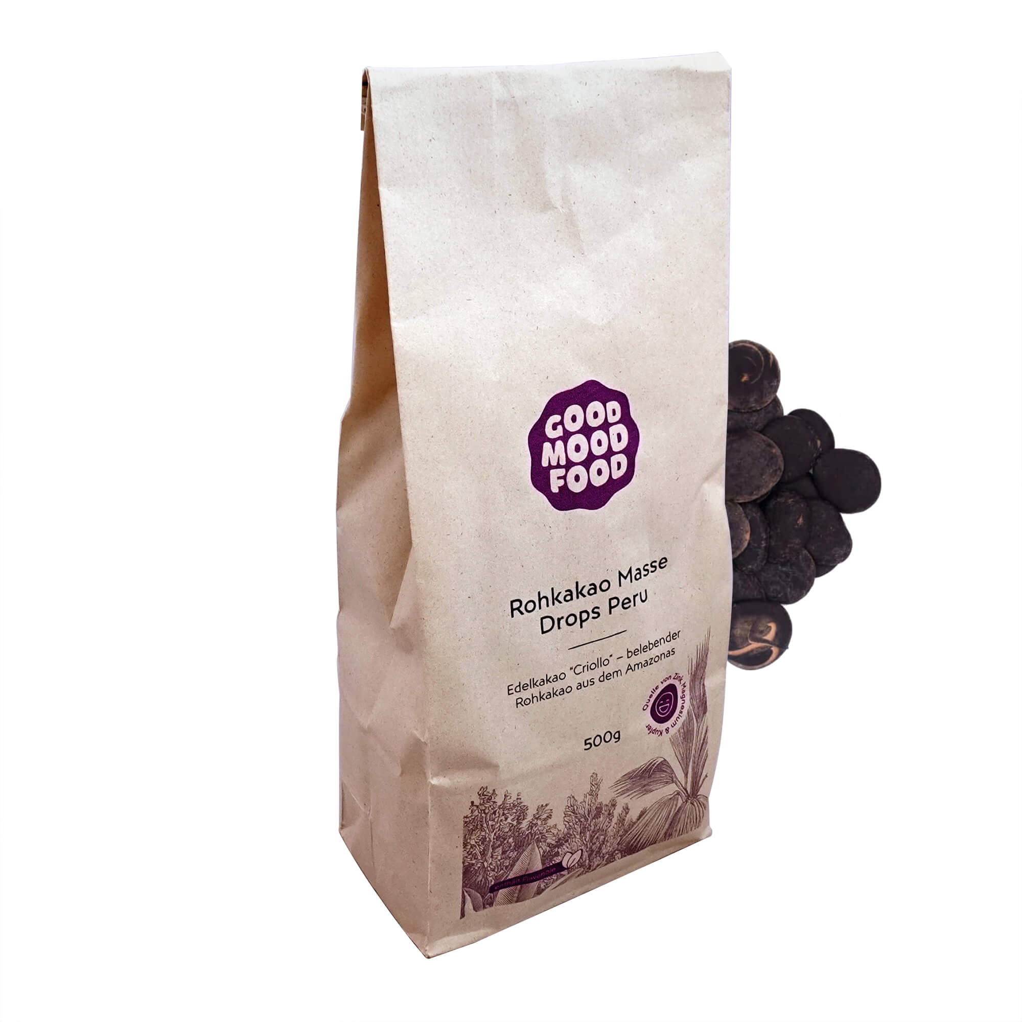 Rohkakaomasse Drops Peru, 500 g, Bio