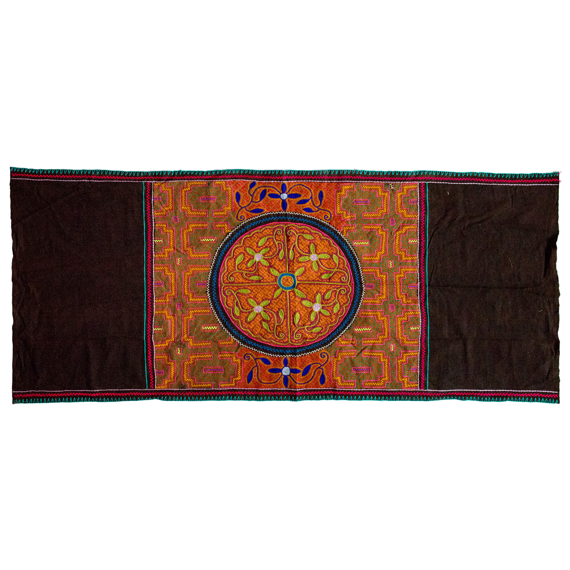 Shipibo embroidered textile, brown