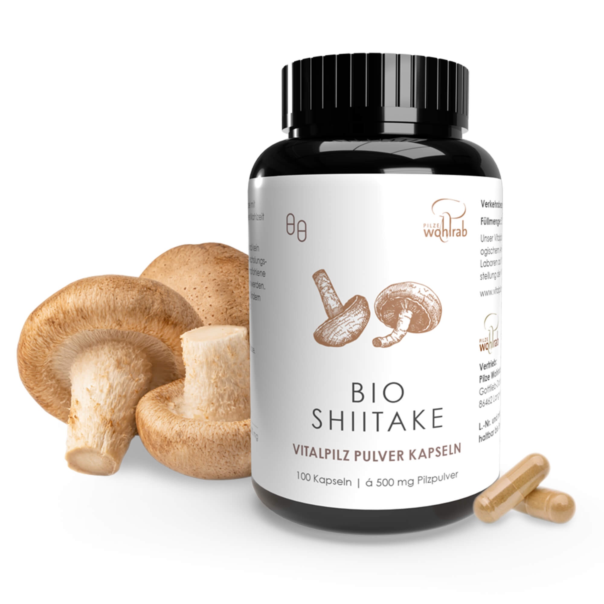 Shiitake Mushroom Powder Capsules, organic