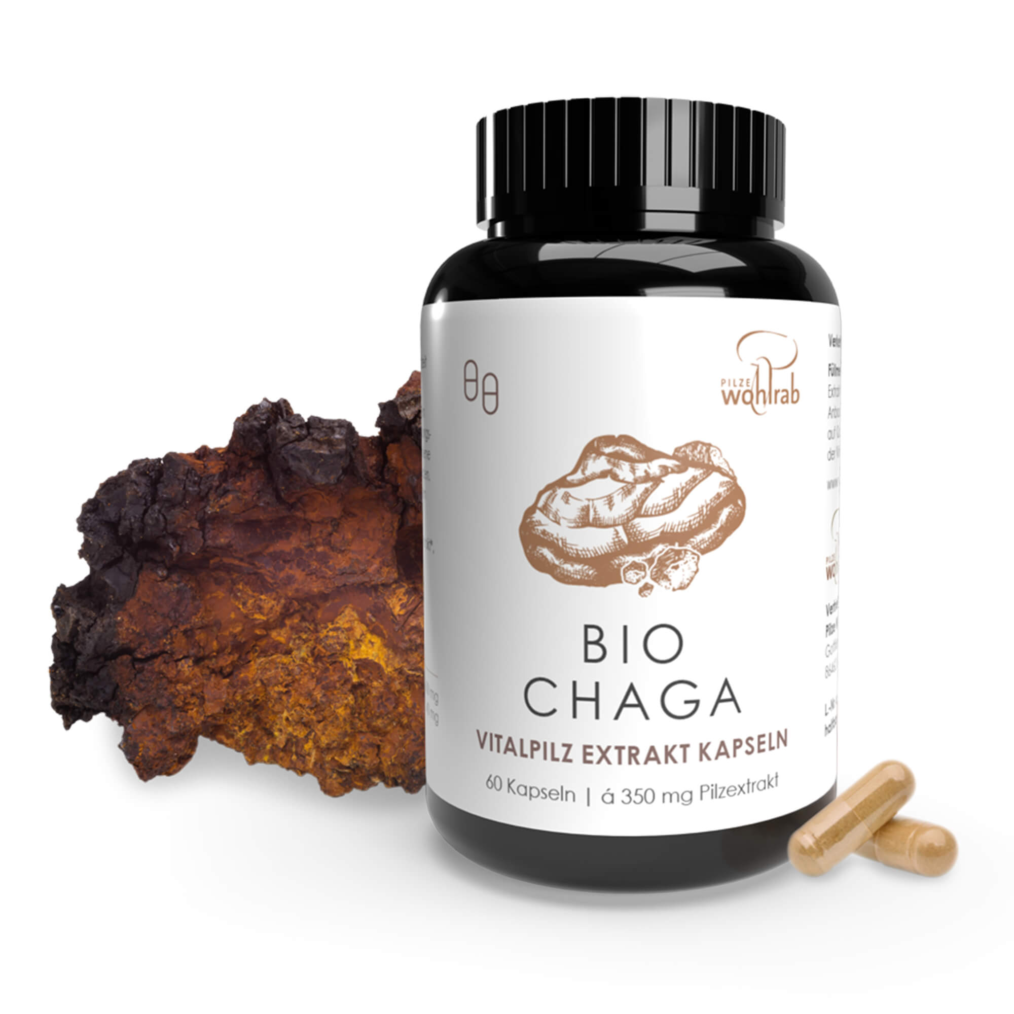 Chaga Mushroom Extract Capsules, organic
