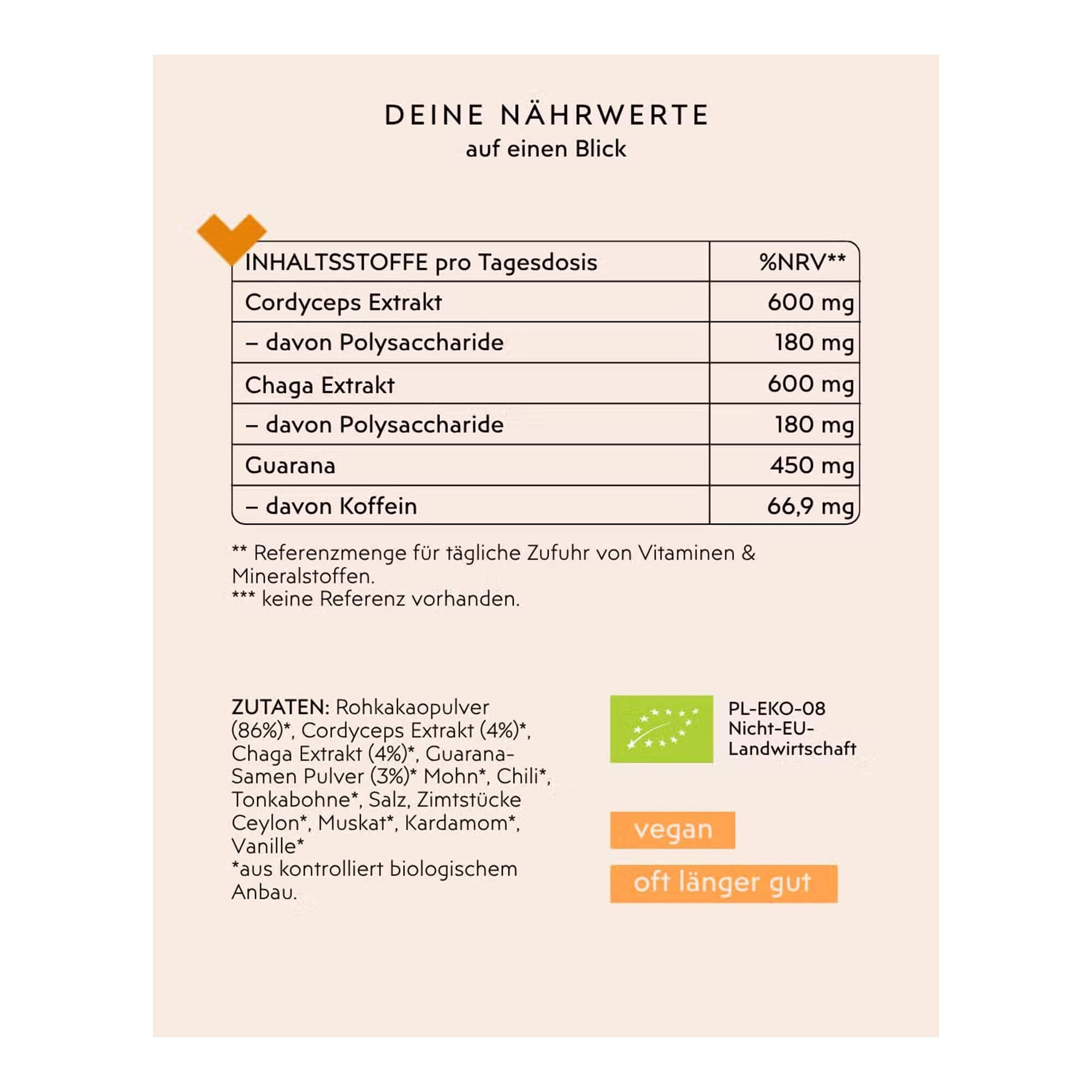 Vitalpilz Kakao - Rise Up & Shine 2.0 im Glas, 120 g, Bio