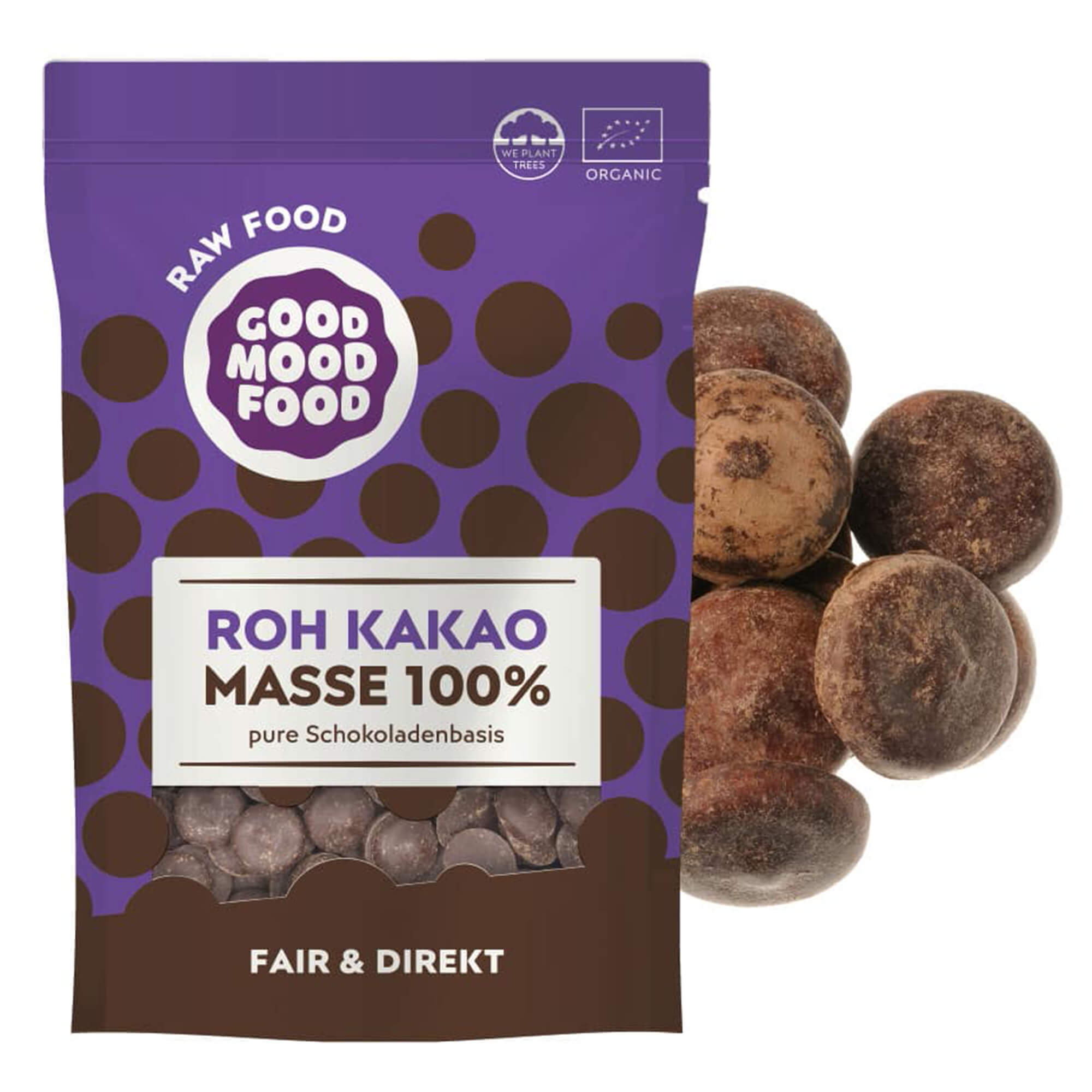 Rohkakao-Drops-Peru-Bio-vorne Rohkakaomasse Drops Peru, 100 g, Bio
