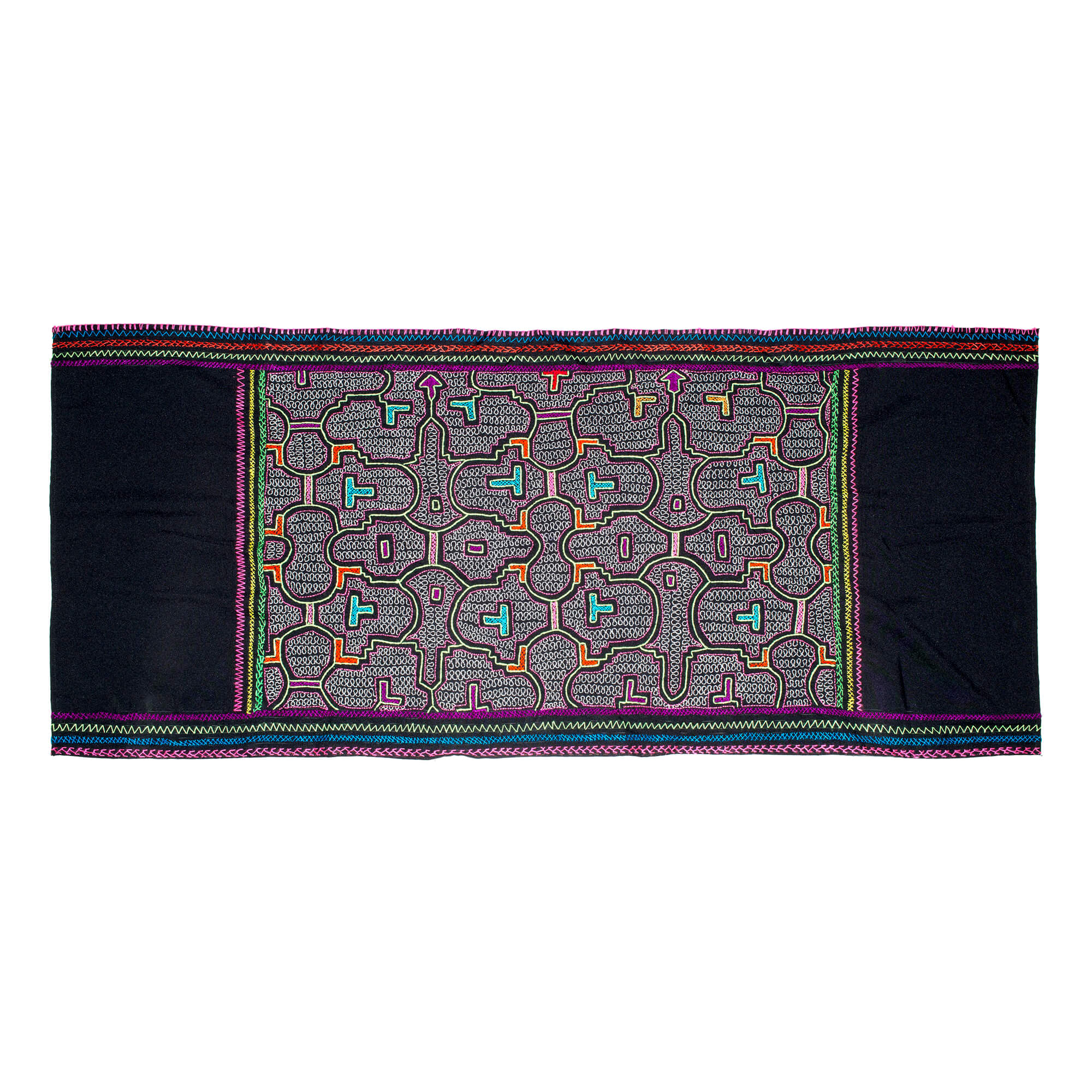 Shipibo embroidered textile, black