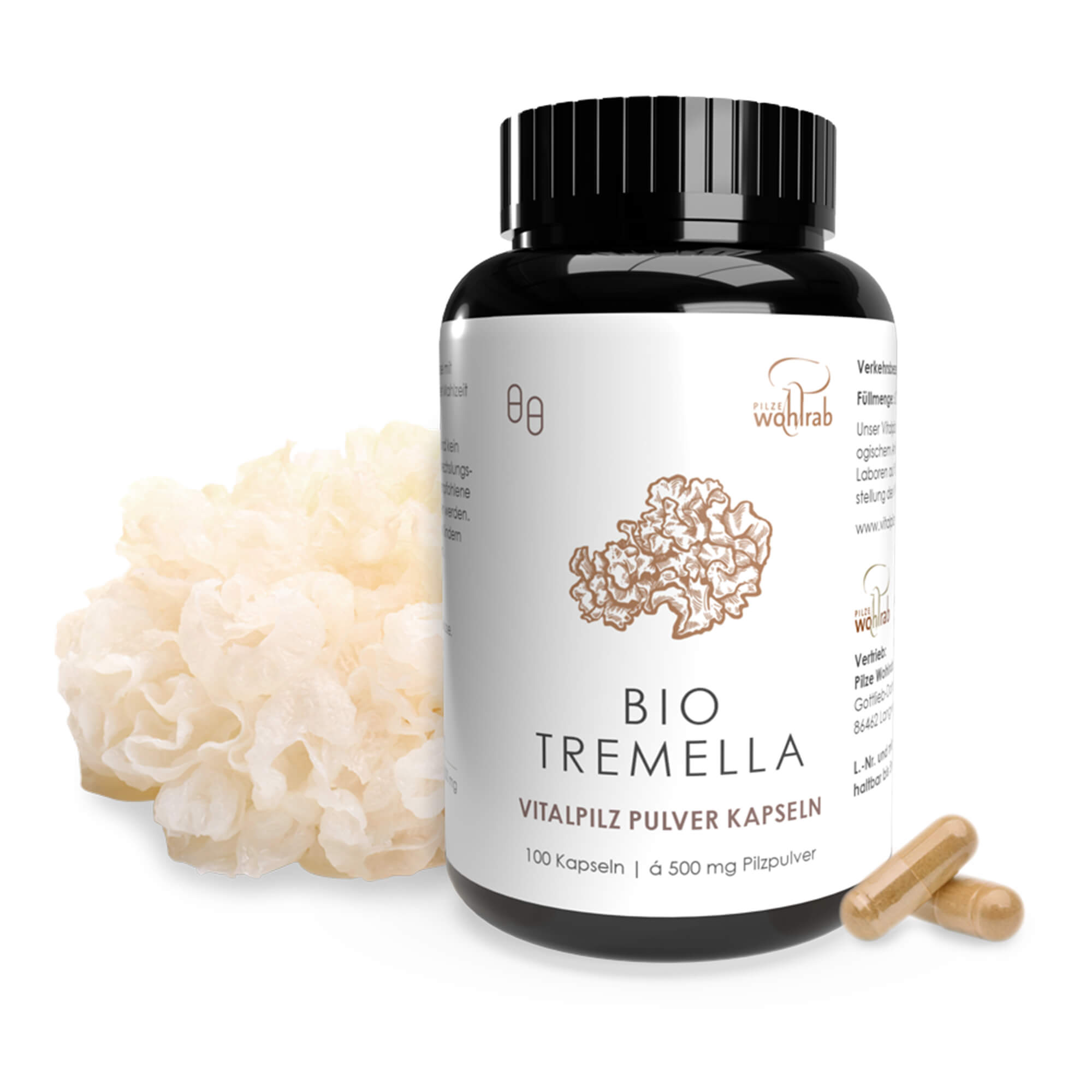 Tremella Mushroom Powder Capsules, organic