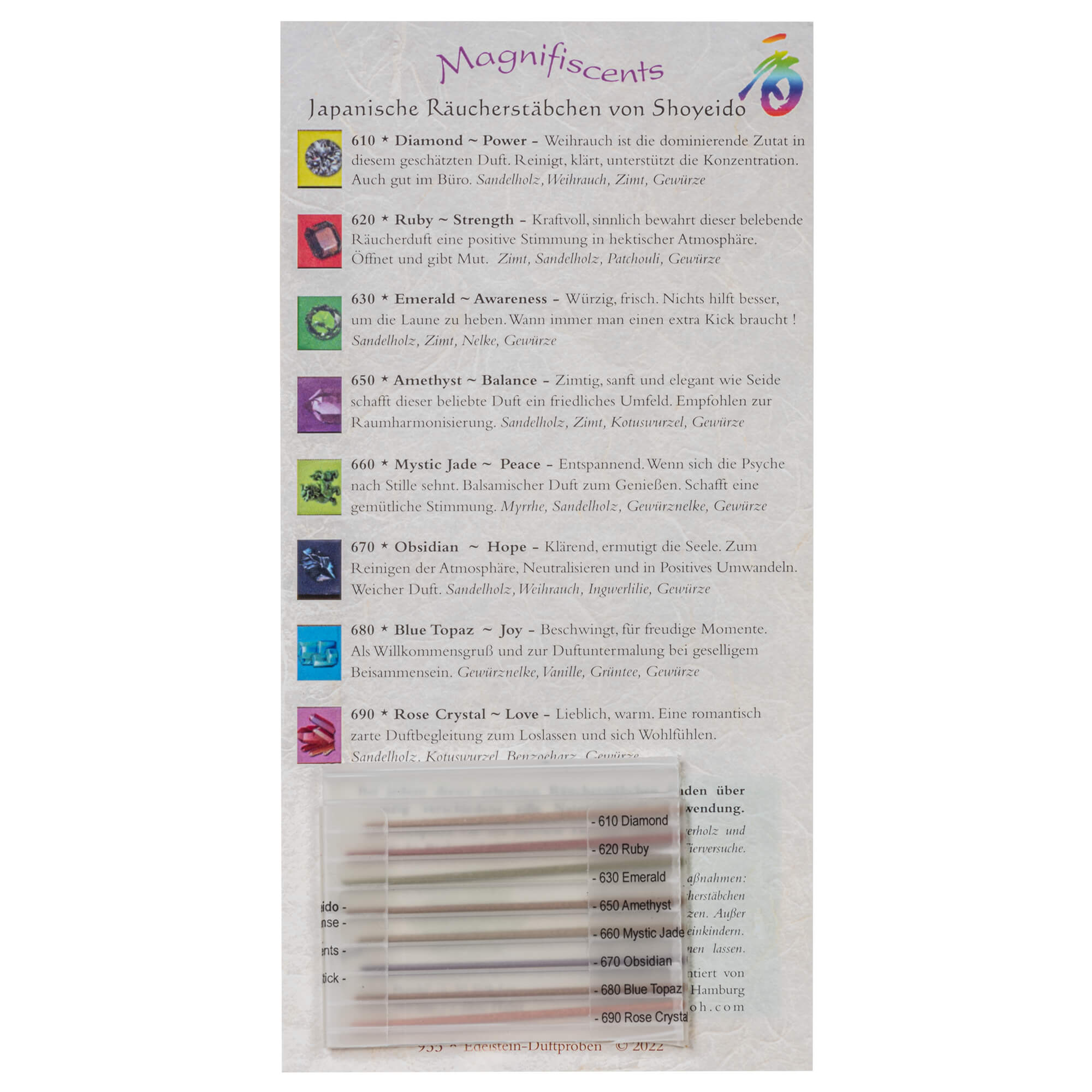 Edelstein-Duftproben-Shoyeido-Incense Jewel Series fragrance samples